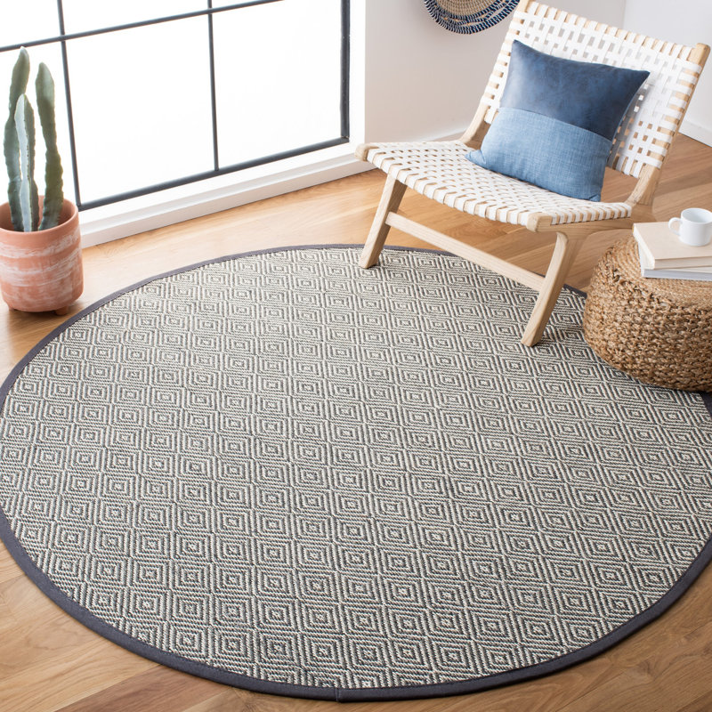 Tapis géométrique en sisal Freels, Rond 6 pi