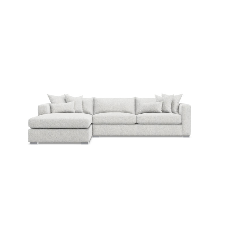 Chaise Sectional, Cream Polyester