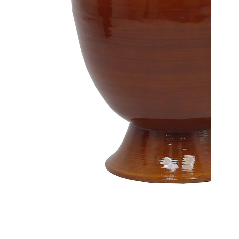 Grand vase décoratif Roberte: fini fait à la main en bambou naturel, H 43,3 po x l 15,75 po x P 15,75 po, Brun