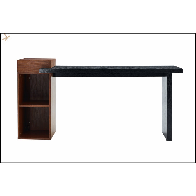 Table d'appoint moderne à grain de bois moderne - panneau d'entrée en panneau de fibres à densité moyenne avec tablettes ouvertes à 2 niveaux pour le salon, le couloir et la chambre à coucher