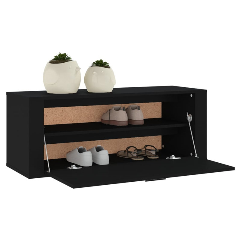 Ceddrick 8 Pair Shoe Storage Cabinet, Black