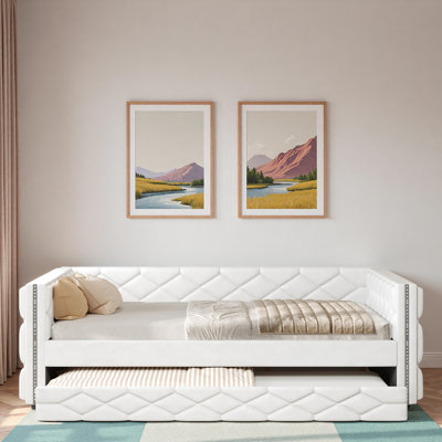 Upholstered Daybed With Trundle And Led