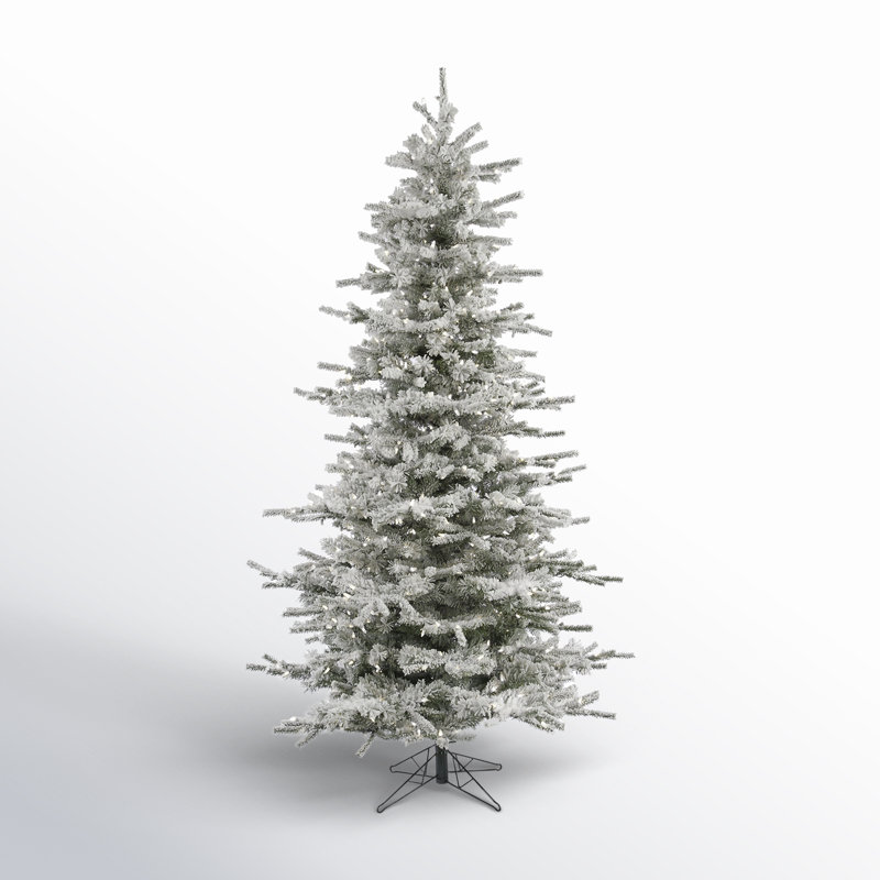 Sierra Flocked Slim Sierra Artificial Christmas Tree with LED Warm White Lights, 4.5' H