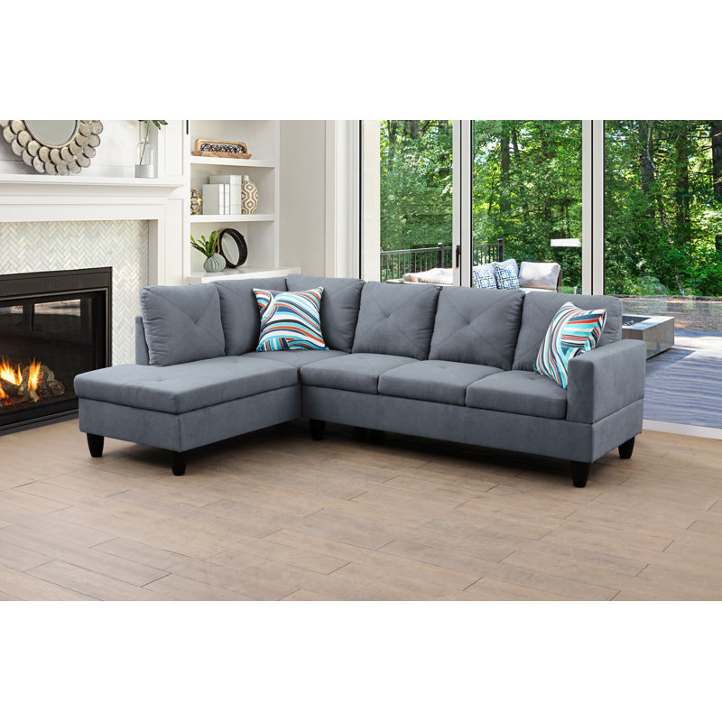Canapé modulaire 2 pièces Lorenzina, Face à la gauche, Tissu gris
