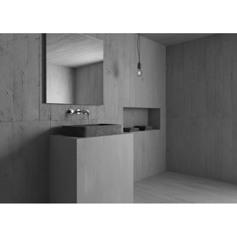 Vast Studio 21.5” L x 13.8” W Textured Gray Concrete Gray/Gray Rectangular Countertop Vessel Bathroom Sink Modern Luxury Bathroom Sink