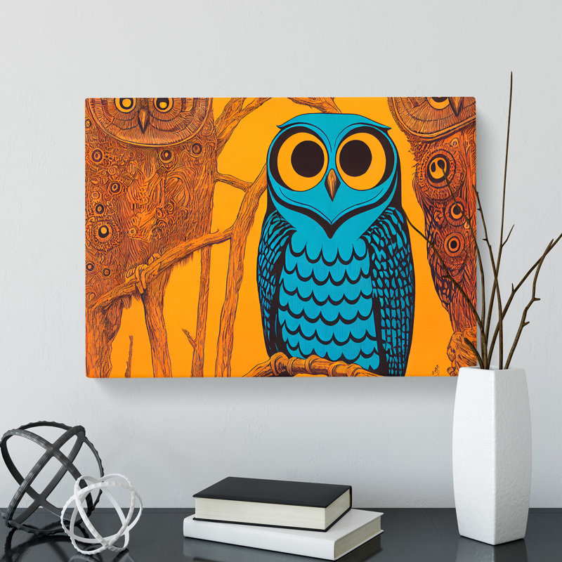 Energising Owl - Wrapped Canvas, 35cm H x 50cm W x 3cm D