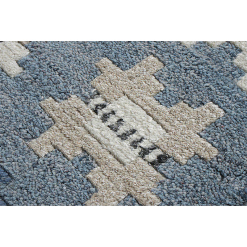 Scandinavian Hand Knotted Wool Geometric Area Rug, Rectangle 8' x 10'