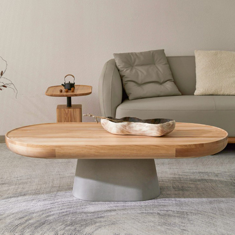 Microcement ash wood solid wood coffee table