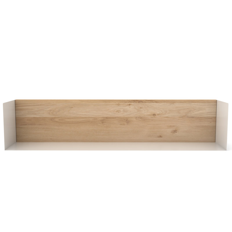 U Oak Solid Wood Accent Shelf, White, 5.9" H x 27.6" W x 5.9" D