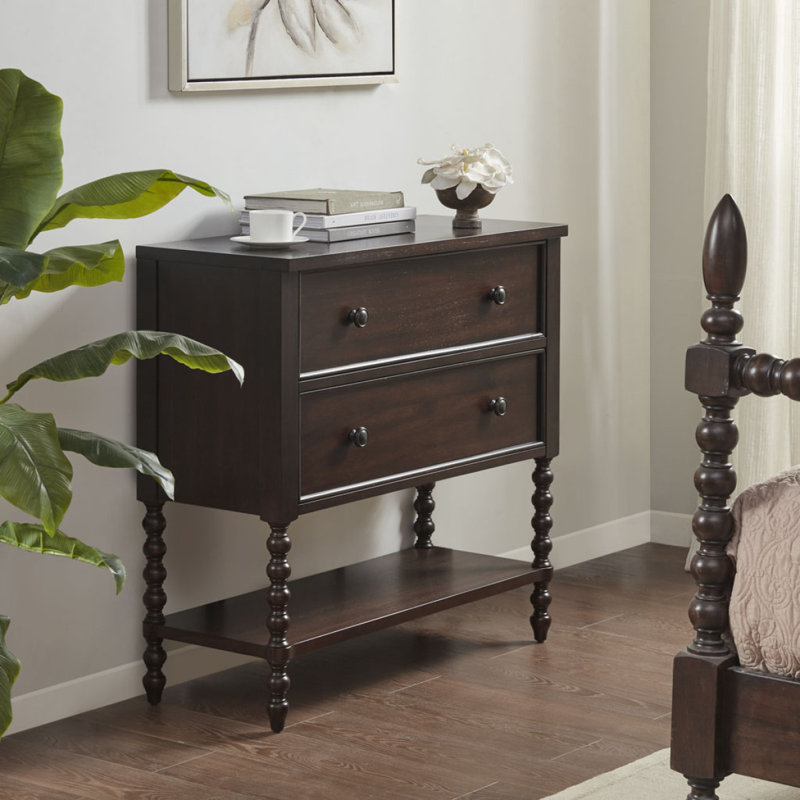 Commode décorative 2 tiroirs, Brun