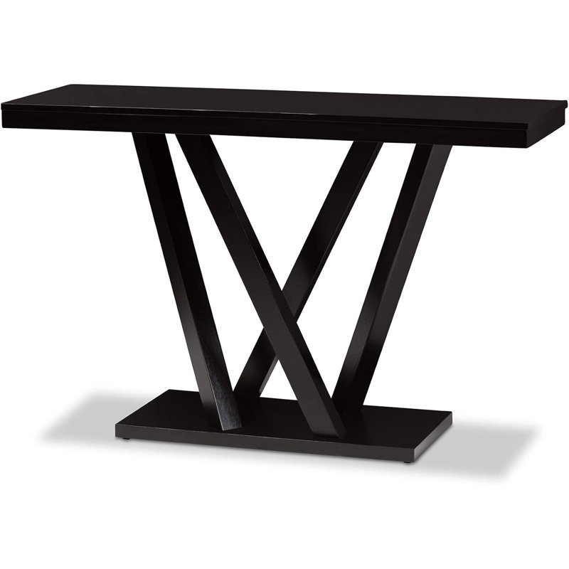 Modern Sofa Table With Pedestal Base, Engineered Wood Construction, Easy Assembly