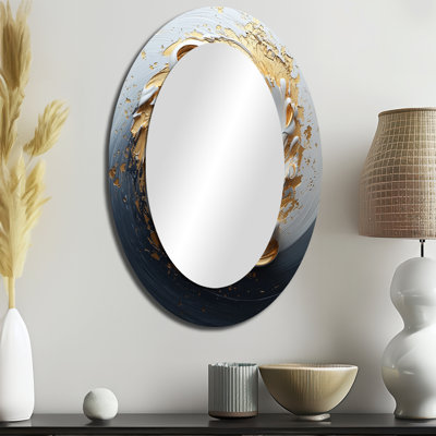 Miroir mural ovale blanc et doré