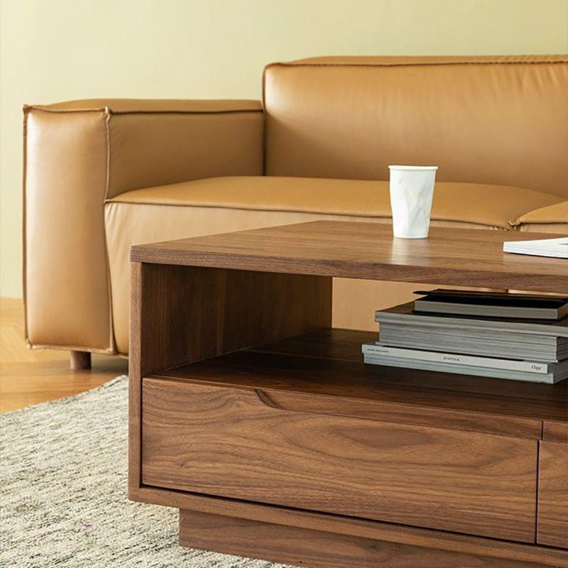 Rectangular black walnut end table, 16.5" H x 55.1" L x 23.6" W