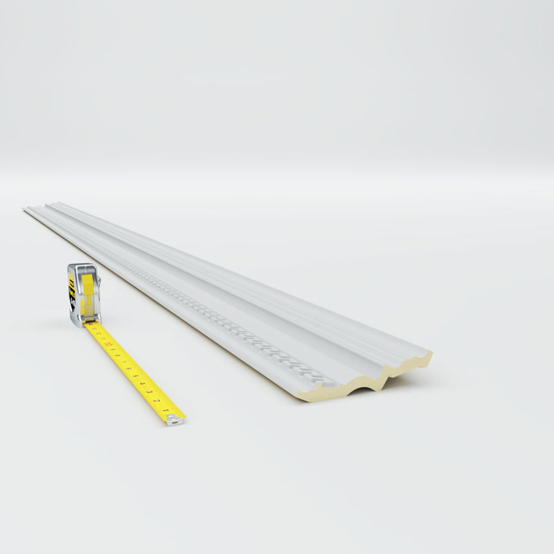 Primed White Polyurethane Geometric Crown Moulding Sample