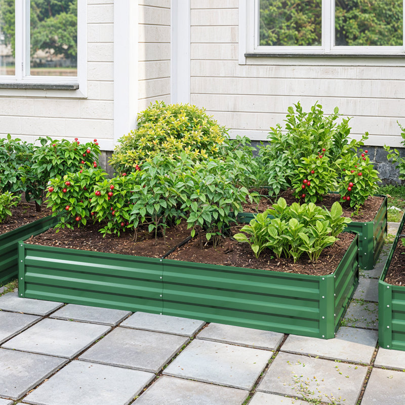  Green Metal Raised Garden Bed, 12" H x 72" W x 36" D