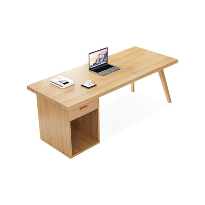Wood Color Rectangular Solid Wood With 1 Drawers Desks