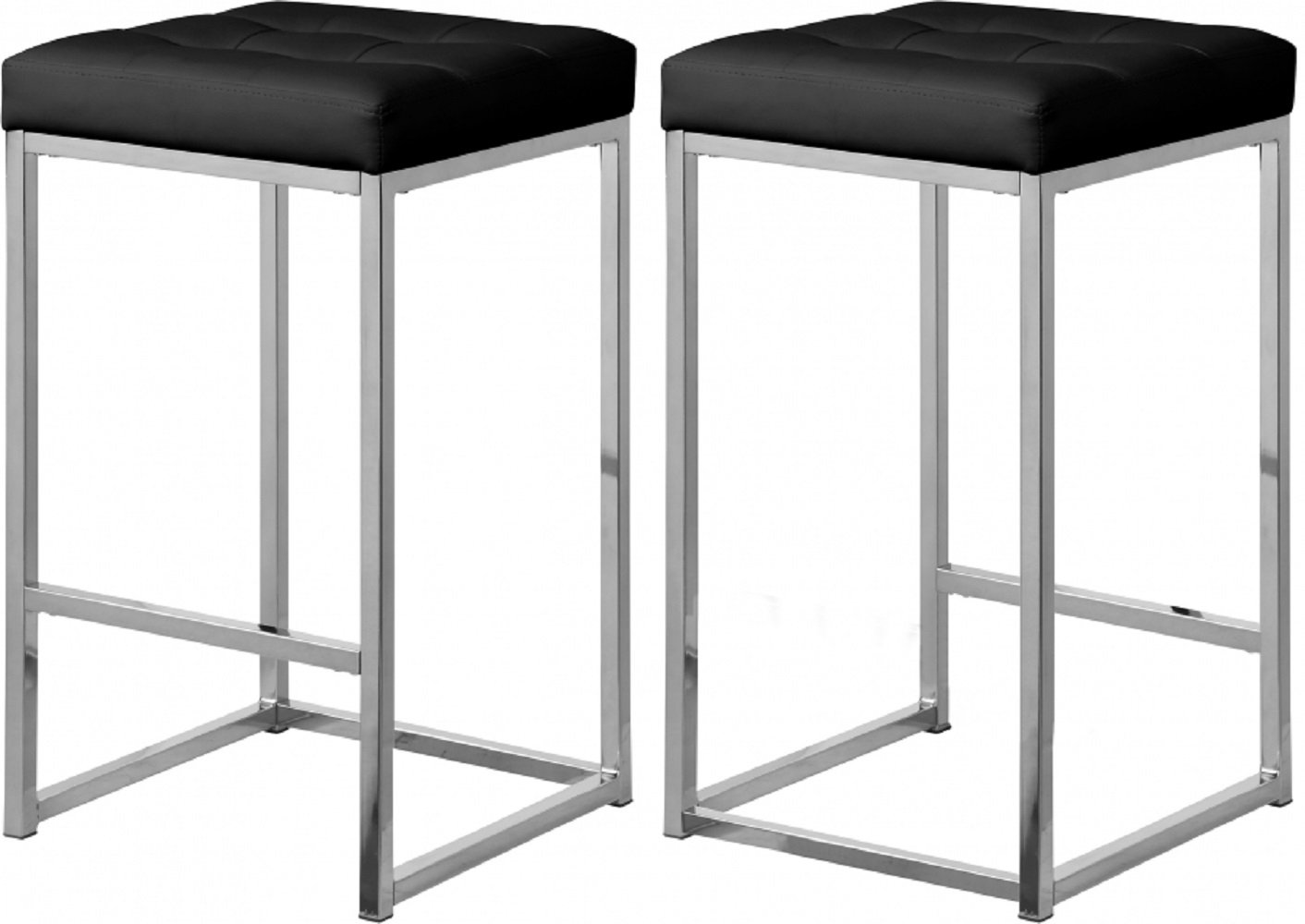 Wrought Studio™ Emmie Black Faux Leather Counter Stool With Chrome