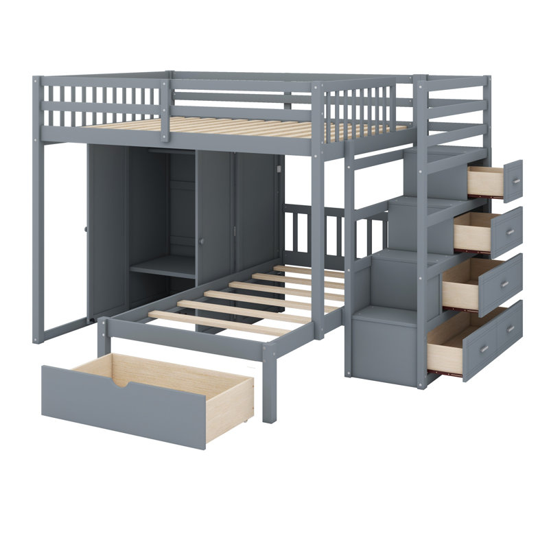 Harriet Bee Bunk Bed With Wardrobe, Drawers - Wayfair Canada