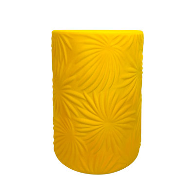 Velvet-glazed ceramic flower-patterned stool