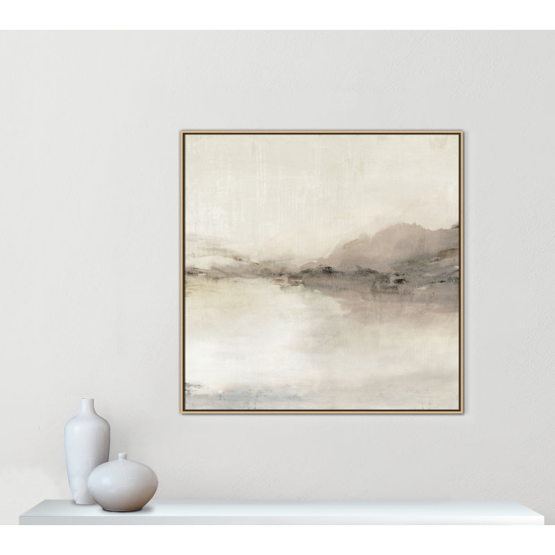 «Blush Horizon II» par Isabelle Z, L 46,5 po x H 46,5 po, Toile avec cadre, Flotteur naturel