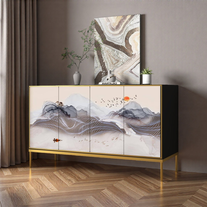 Buffet rectangulaire en bois clair peint de luxe