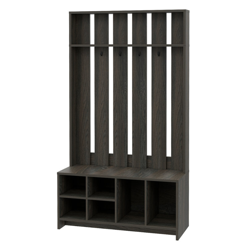 Arbre d'entrée Whipkey avec banc et rangement pour chaussures, Espresso
