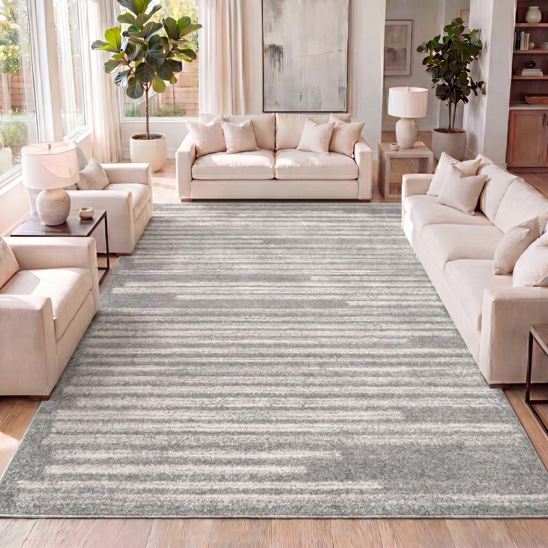 Tapis gris / crème Keisha, Rectangle 5 pi 3 po x 7 pi 7 po