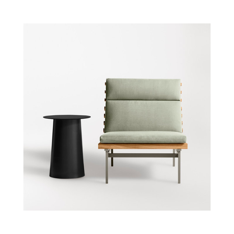 Perch Outdoor Teak Chaise Lounge, Sunbrella Linen, Charcoal