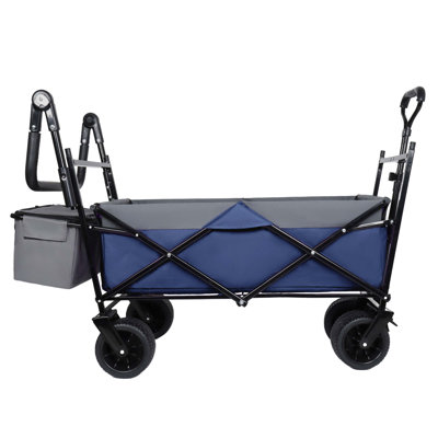 Chariot tout-terrain pliable avec poignée, capacité de 480 lb, auvent amovible et roues de 7 pouces pour le camping, le magasinage, les sports et les tâches de jardinage.