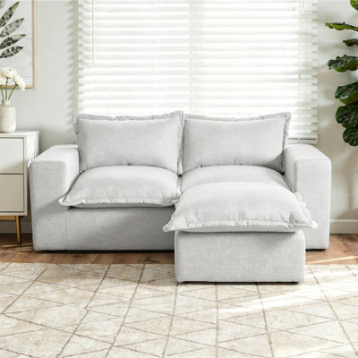 Canapé modulaire rembourré en chenille 3 pièces avec repose-pieds amovible - entièrement comprimé, aucun assemblage requis