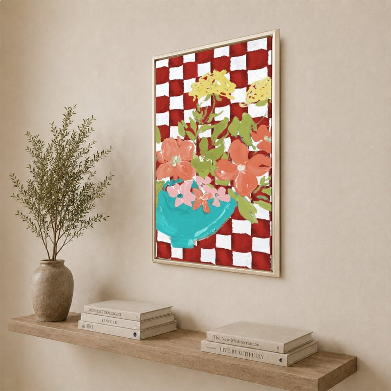 «Checkerboard Floral» par Lucille Price - Impression sur toile