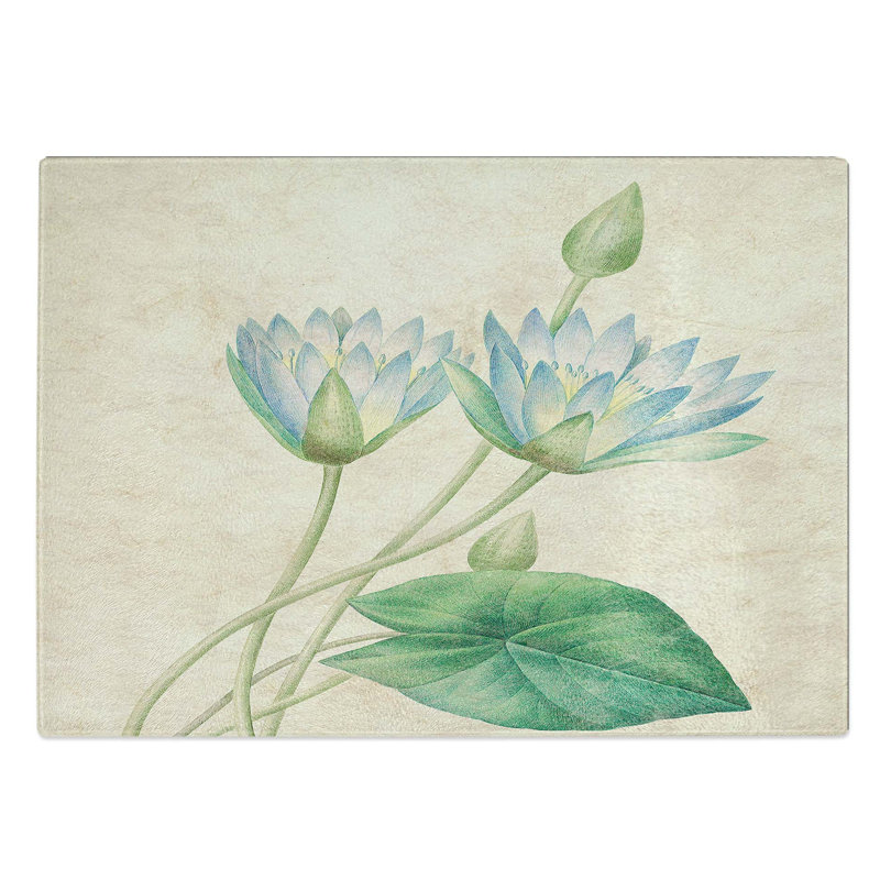 Glass Egyptian Lotus Flowers by Pierre-Joseph Redoute Chopping Board, 39 cm W x 28.5 cm L