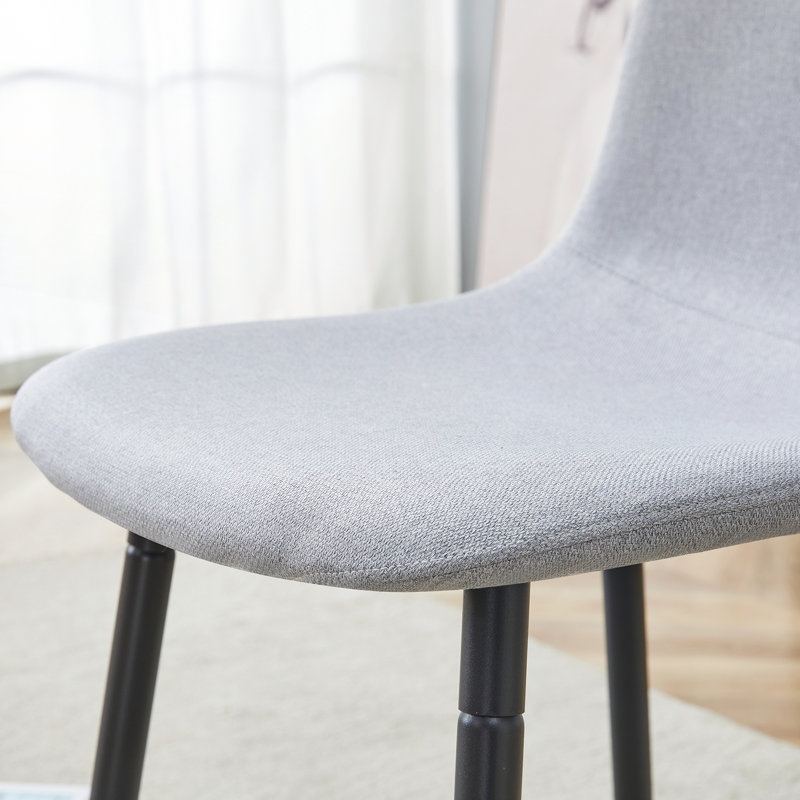 Six Pieces Comfortable Linen-Cotton Dining Chair Set, Dark Gray