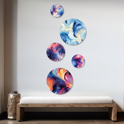 Corderio - Ensemble abstrait d'art mural abstrait rond de 5