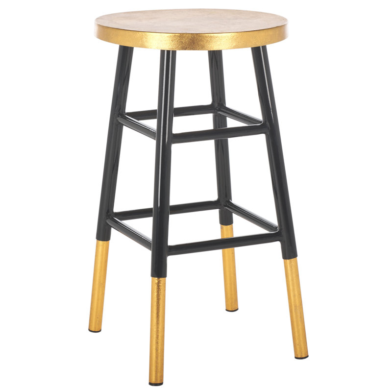 Tabouret de bar et de comptoir Amiaha, Noir, Tabouret de comptoir (assise de 24 po de hauteur), Or