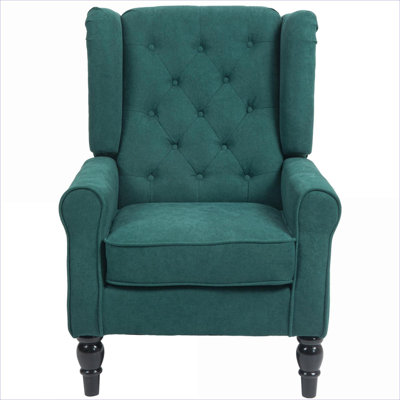 HOMCOM Button-Tufted Forest Green Accent Chair for Adults, High Wingback, Rounded Cushioned Armrests Thick Padded Seat