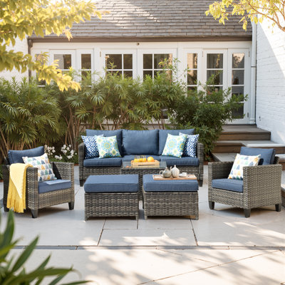 Harbin 6 Piece Rattan Sofa Seating Group with Cushions by Red Barrel Studio