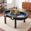 Table de jeu ovale moderne en bois massif de 130 cm (51 pouces) pour casse-têtes, idéale pour une salle de jeux ou un atelier de loisirs créatifs.-135777809