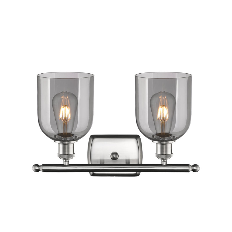 Éclairage pour meuble-lavabo à 2 lumières à intensité variable Allysson, Gris fumée clair, Nickel satiné brossé