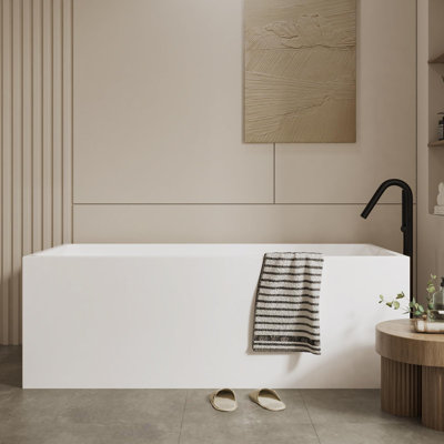 Baignoire, baignoire autoportante 67 po, baignoire carrée pour la salle de bain