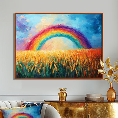«Countryside Rainbow Over The Wheat Fields I» - art mural arc-en-ciel