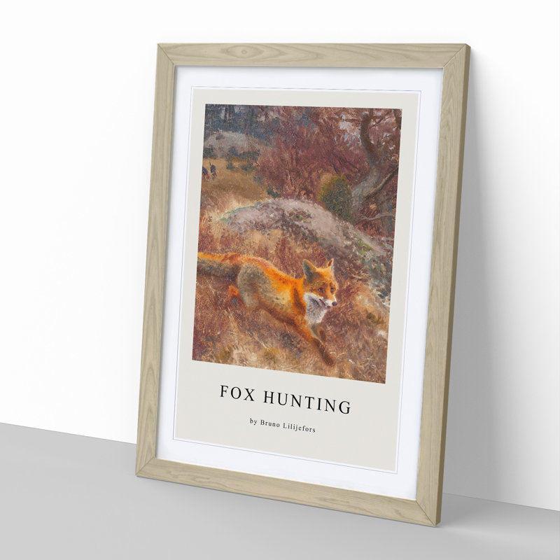 Fox And Hunting Dogs Vol.3 by Bruno Liljefors - Single Picture Frame Print, 65cm H x 48cm W x 2cm D, Oak Framed