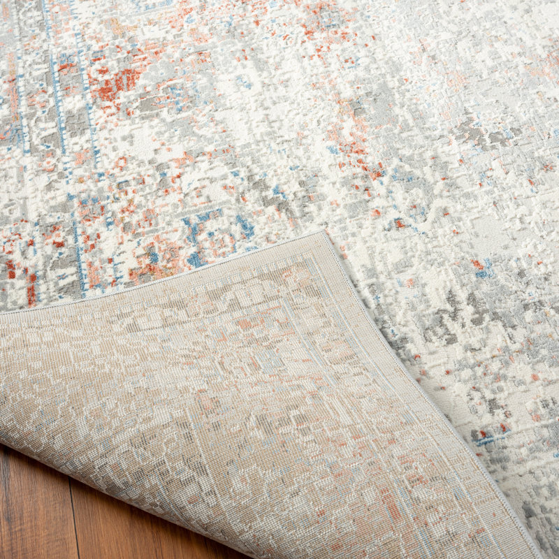 Tonio Abstract Area Rug, Gray/Red, Rectangle 5'6" x 8'6"