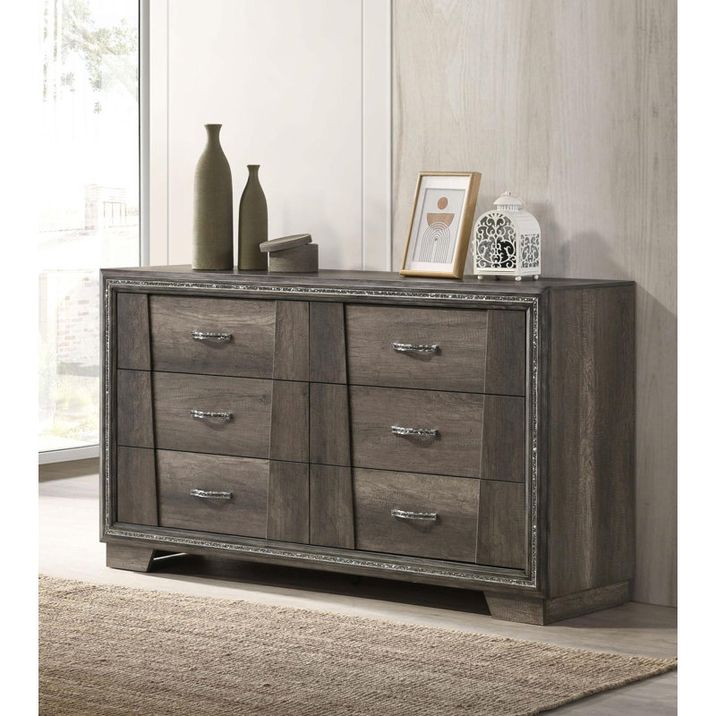 Commode 6 tiroirs grise