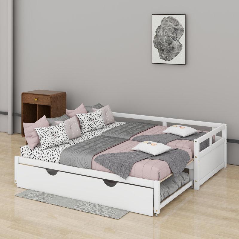 Twin Size Extending Daybed With Trundle, Wooden Daybed With Trundle, White