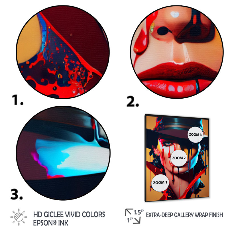 «Femelle Criminel Mastermind VI», impression sur toile, H 20 po x l 12 po x P 1 po, Impression noire sur toile encadrée