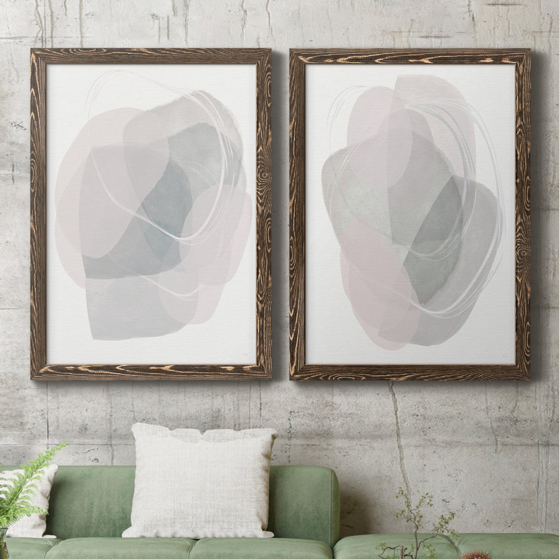 River Jewels I - ensemble de 2 peintures sur toile encadrées, H 24 po x l 36 po x P 1,5 po, Cadre noyer