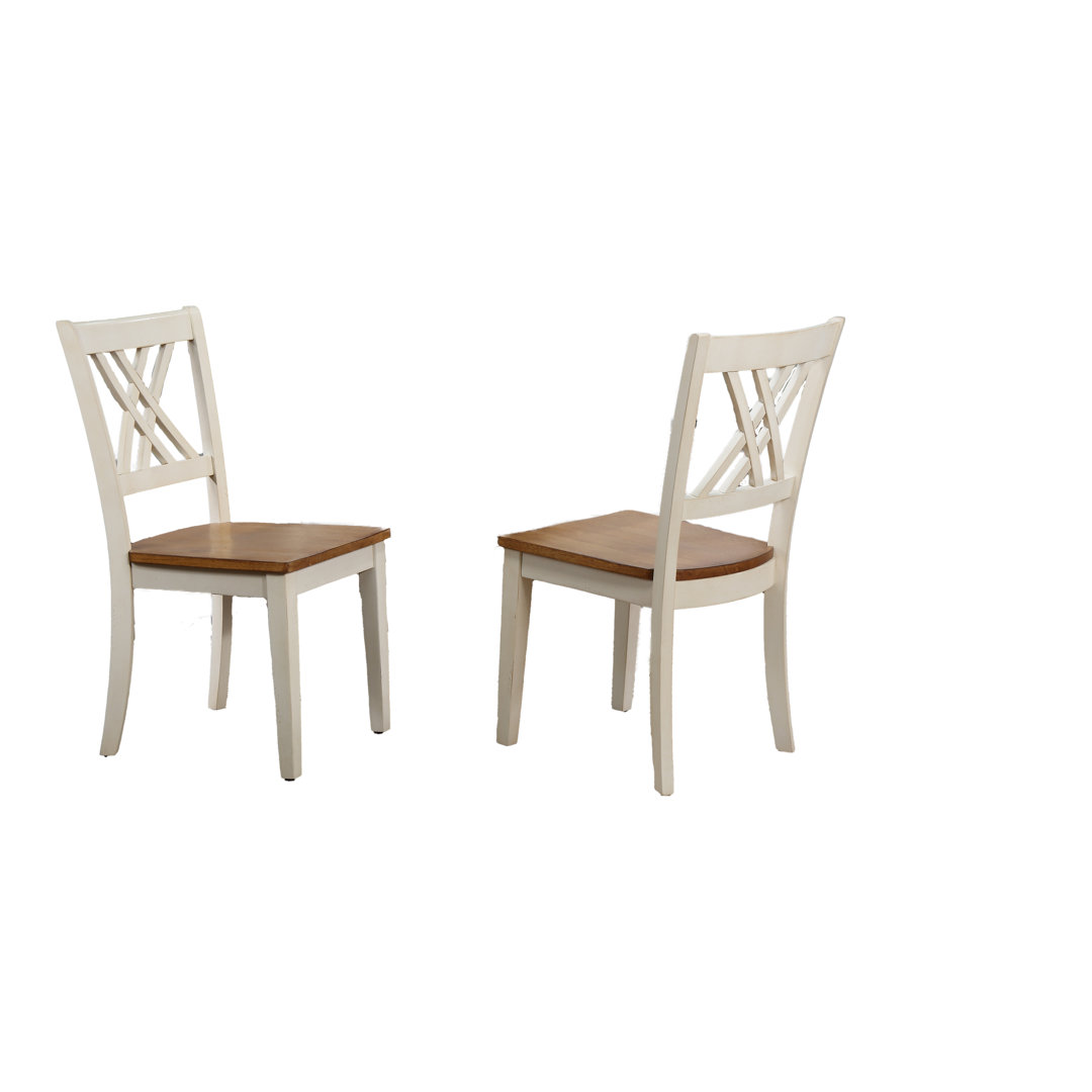 Donsha Solid Wood Cross Back Dining Chair In Walnut Maple (Set of 2) August Grove® 