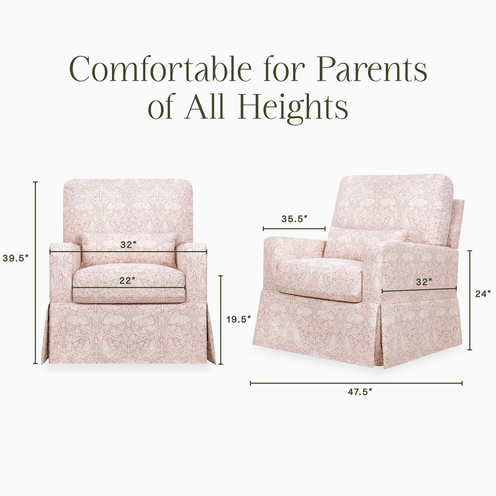 Morris & Co. x Namesake Crawford Swivel Glider, Pure Brer Rabbit in Rose