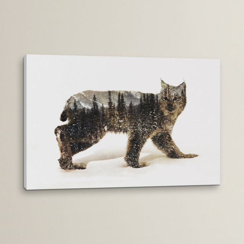 « lynx ii », impression sur toile tendue, H 18 po x l 26 po x P 1,5 po, Toile avec cadre noir, Pas de tapis